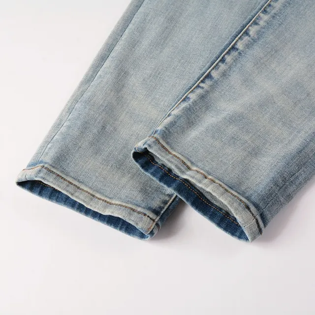Light-Wash Distressed Slim-Fit Jeans 4