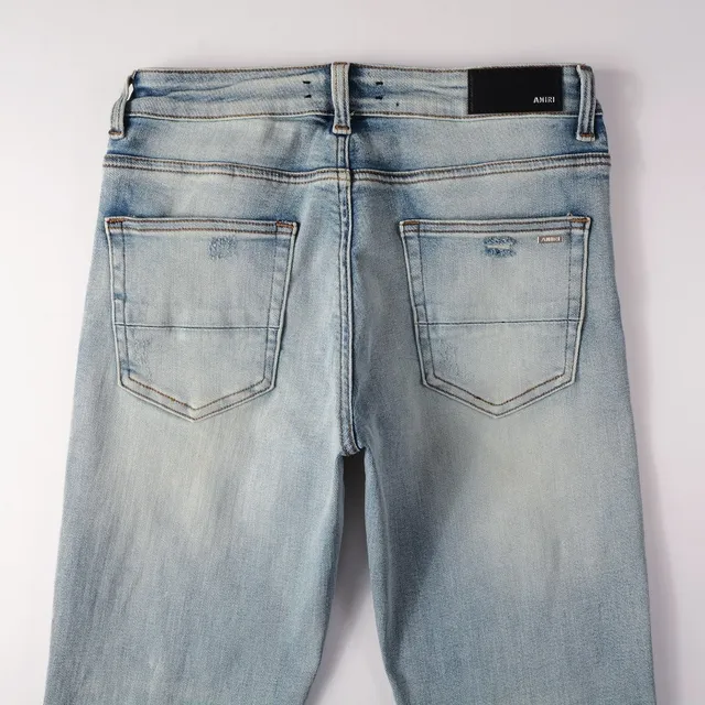 Light-Wash Distressed Slim-Fit Jeans 7