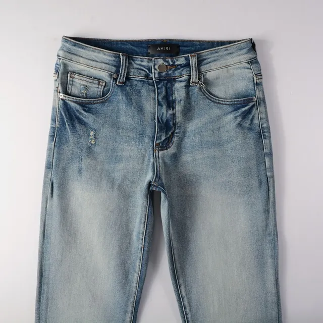 Light-Wash Distressed Slim-Fit Jeans 12