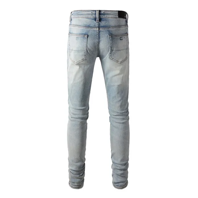 Light-Wash Distressed Slim-Fit Jeans 13