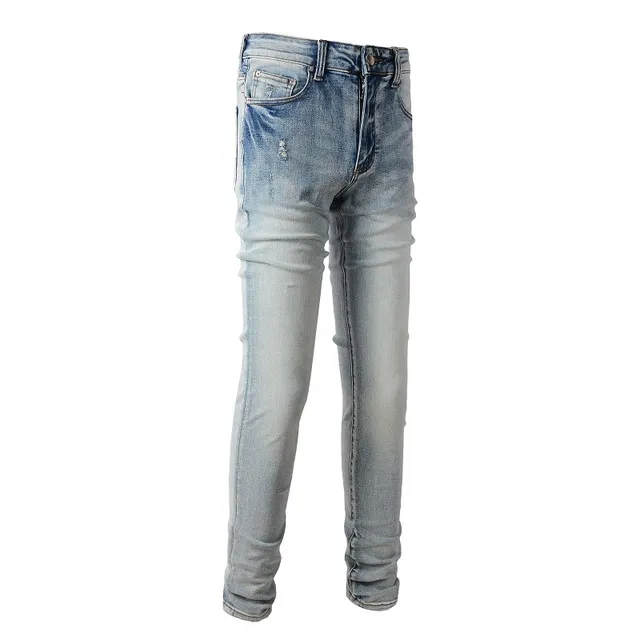 Light-Wash Distressed Slim-Fit Jeans 14