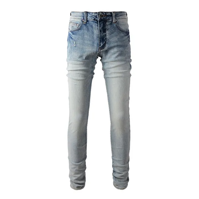 Light-Wash Distressed Slim-Fit Jeans 15