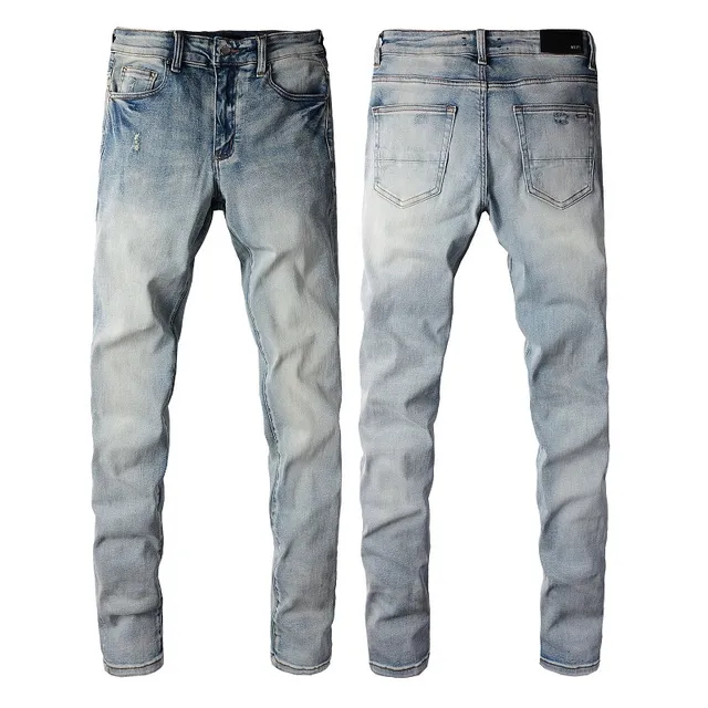 Light-Wash Distressed Slim-Fit Jeans 16