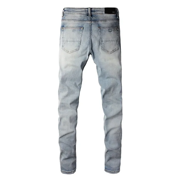 Light-Wash Distressed Slim-Fit Jeans 17