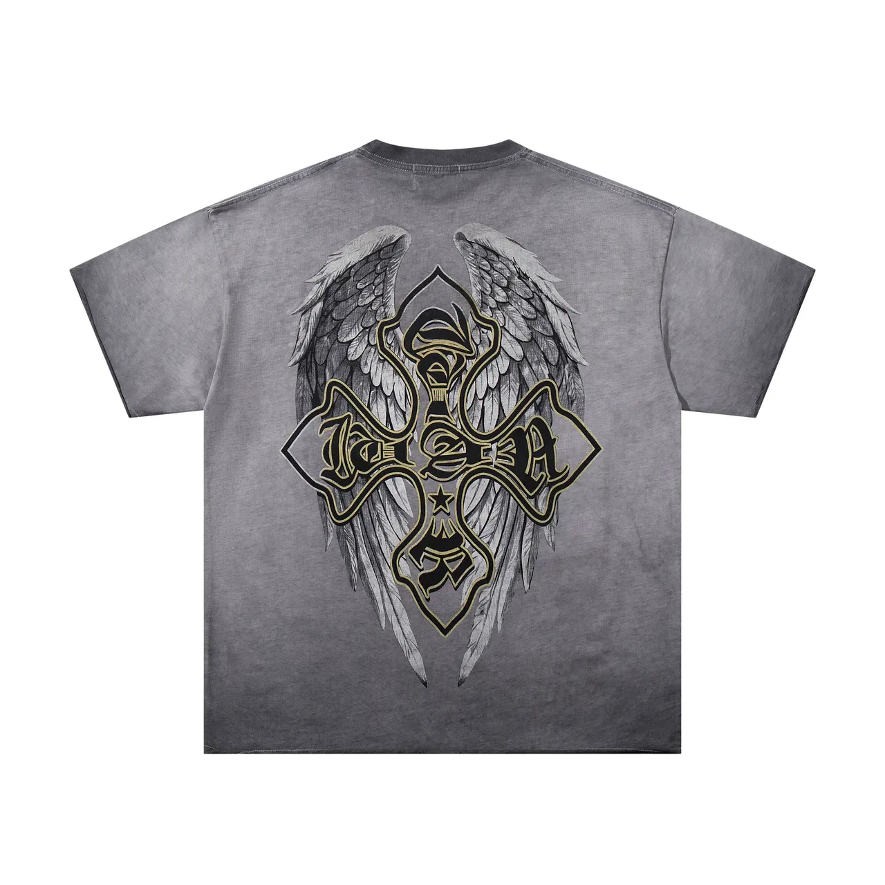 MAJESTIK Graphic Print Oversized Distressed Gray T-Shirt 3