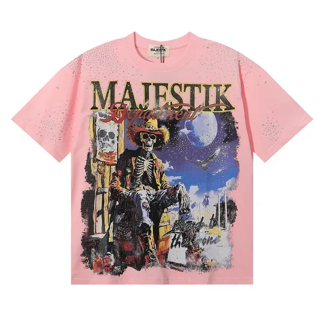 MAJESTIK Graphic-Print Rhinestone-Embellished Pink T-Shirt 3