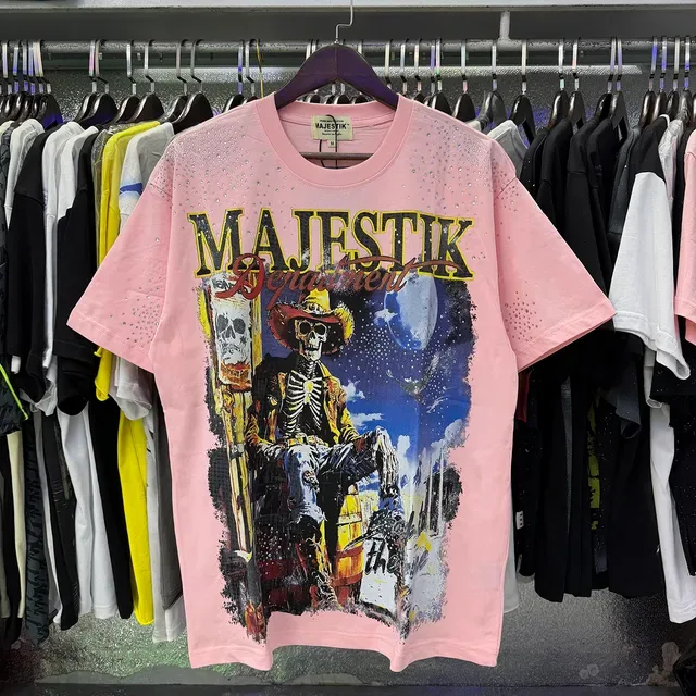 MAJESTIK Graphic-Print Rhinestone-Embellished Pink T-Shirt 4