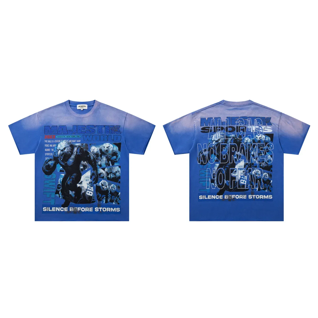Majestik World Silence Before Storms Gradient Blue Graphic T-Shirt 2