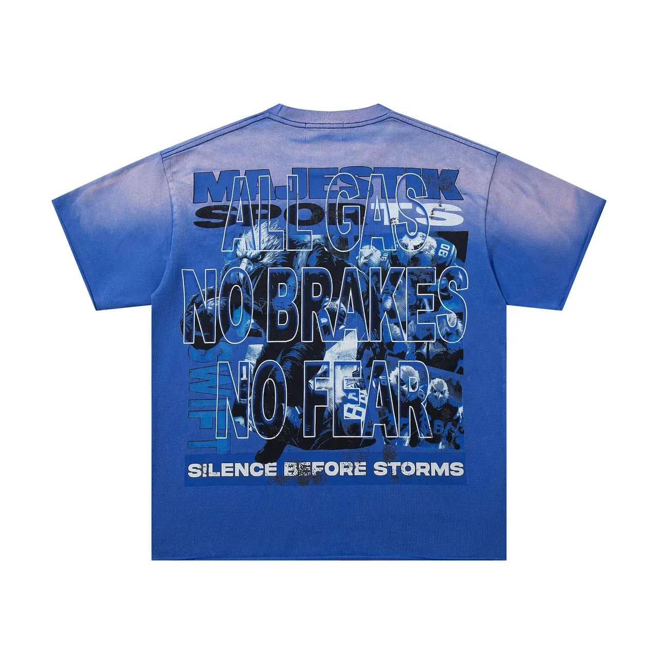 Majestik World Silence Before Storms Gradient Blue Graphic T-Shirt 3