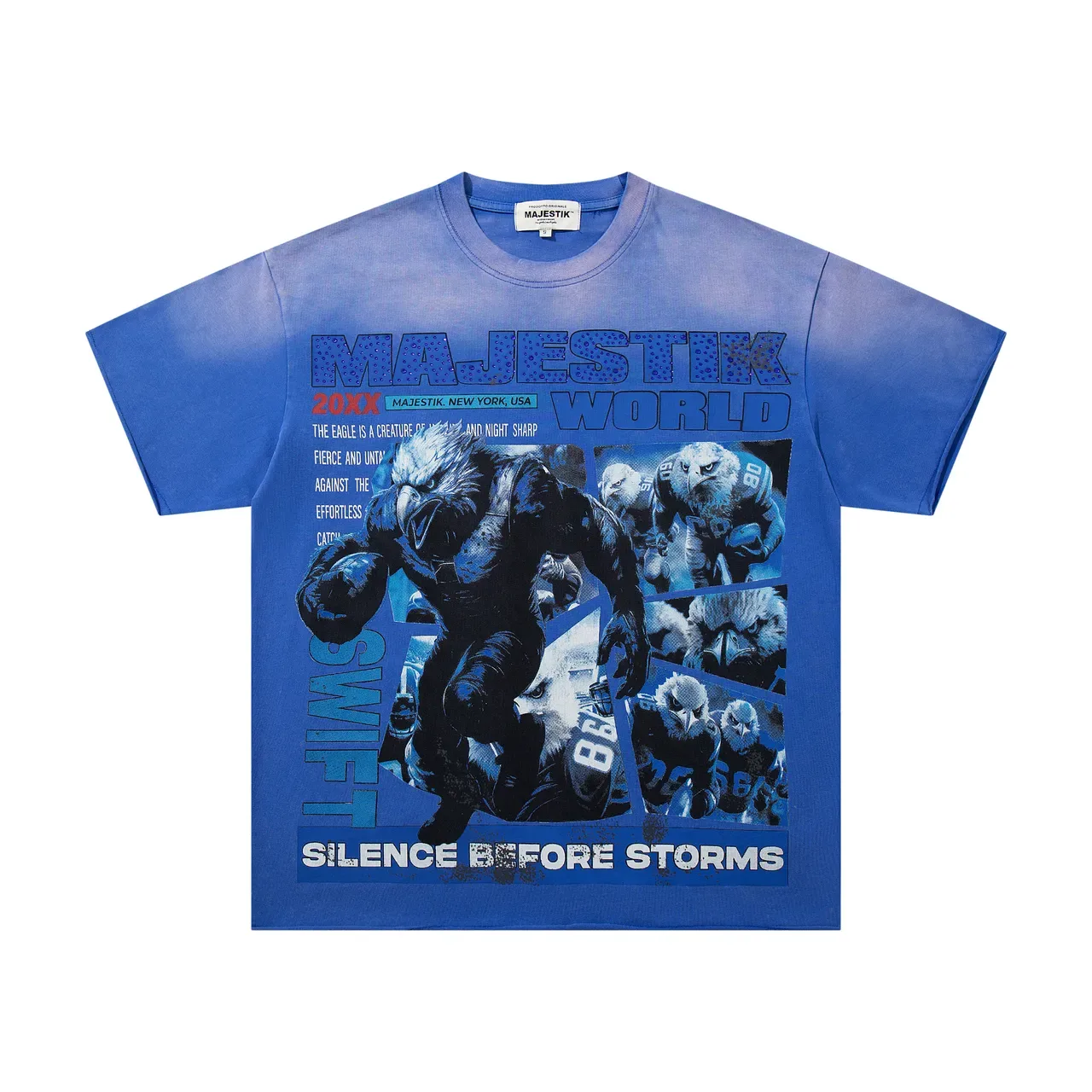 Majestik World Silence Before Storms Gradient Blue Graphic T-Shirt 4