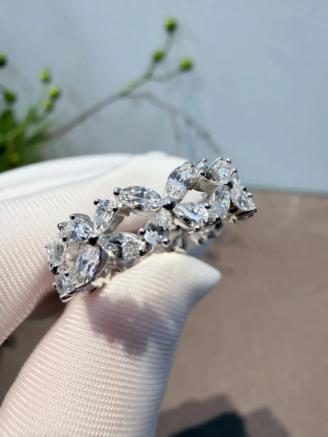 Marquise-Cut Stone Eternity Band Ring 9