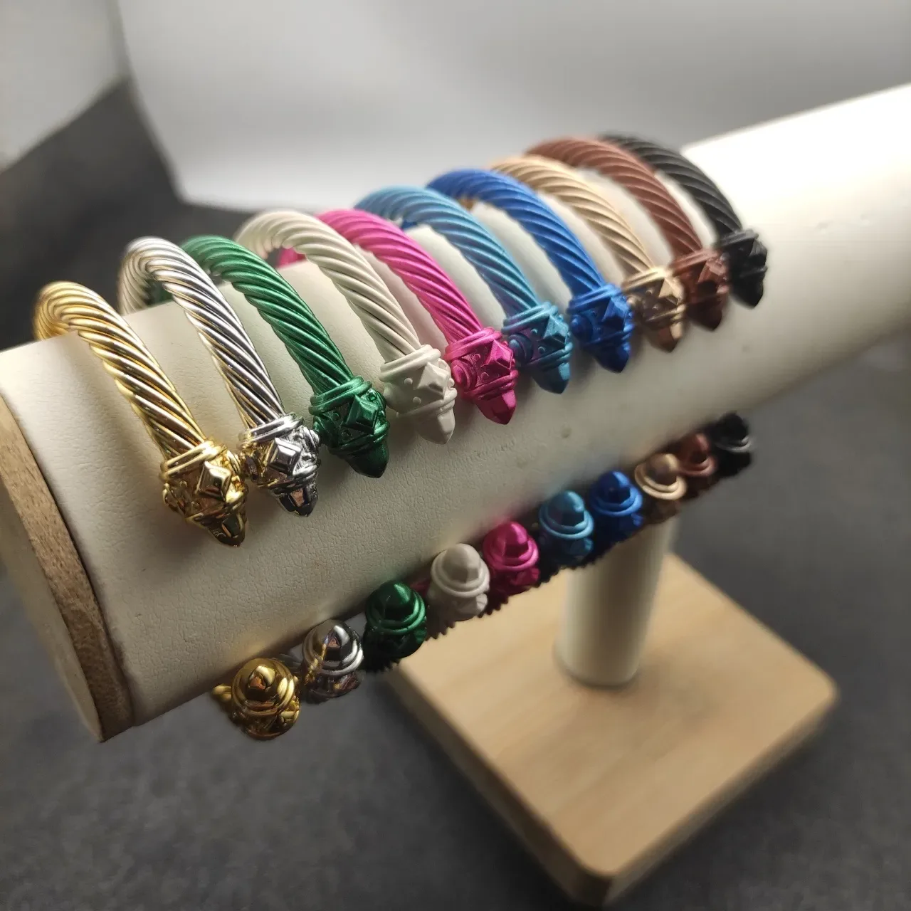 Matte Blue Twisted Rope Cable Open Cuff Bracelet 2