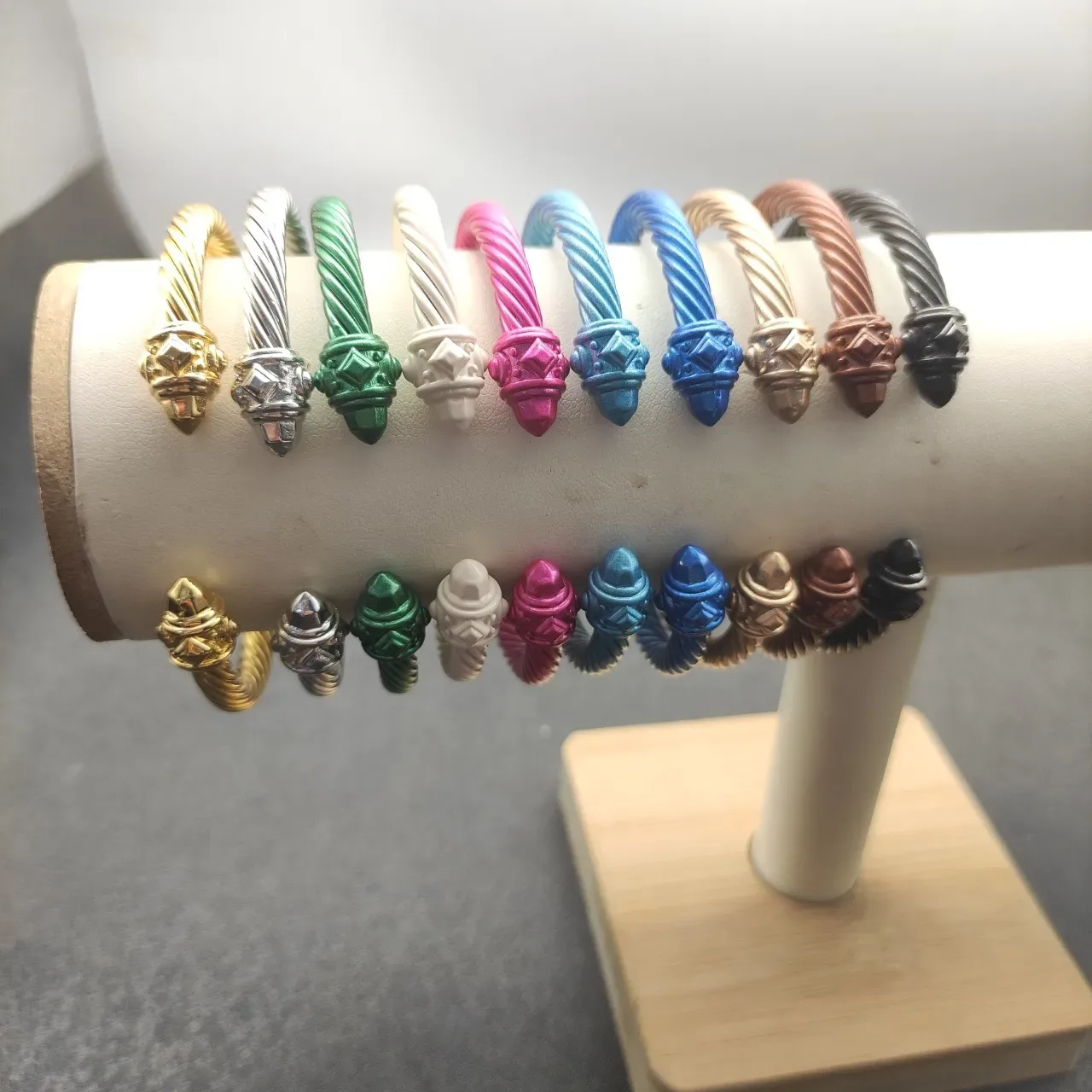 Matte Blue Twisted Rope Cable Open Cuff Bracelet 3