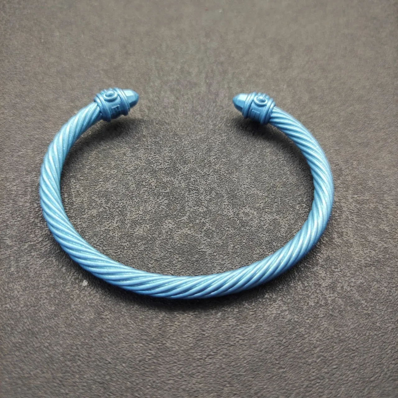 Matte Blue Twisted Rope Cable Open Cuff Bracelet 6
