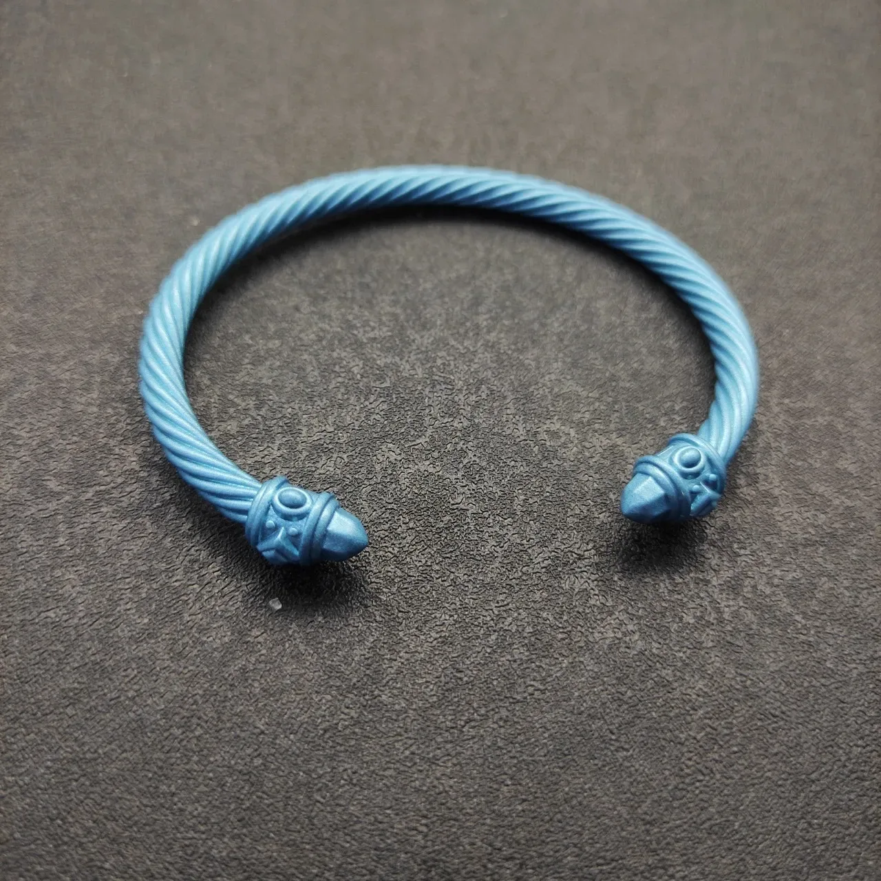 Matte Blue Twisted Rope Cable Open Cuff Bracelet 7
