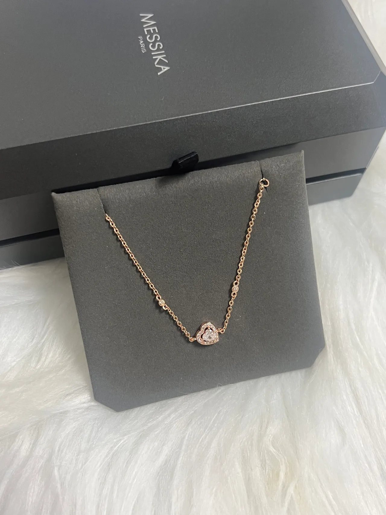Messika colar com pingente de coração branco de prata pavé-set pedras 2