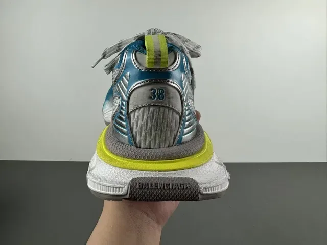Metallic Blue Silver and Yellow Chunky Sole Lifestyle Sneaker 4