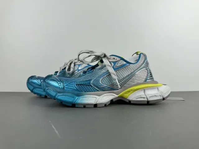 Metallic Blue Silver and Yellow Chunky Sole Lifestyle Sneaker 8