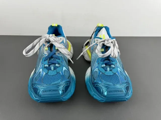 Metallic Blue Silver and Yellow Chunky Sole Lifestyle Sneaker 9