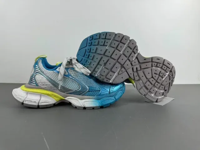 Metallic Blue Silver and Yellow Chunky Sole Lifestyle Sneaker 10