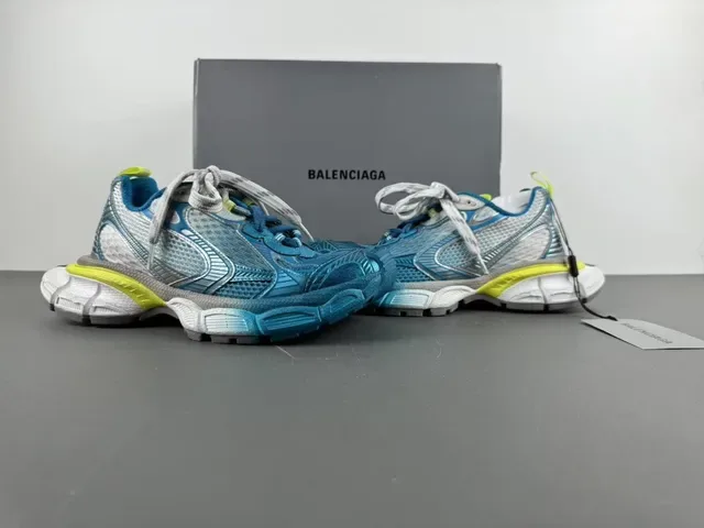Metallic Blue Silver and Yellow Chunky Sole Lifestyle Sneaker 11