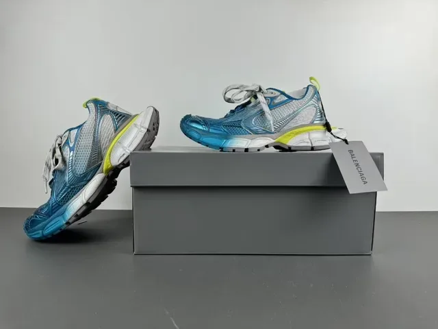 Metallic Blue Silver and Yellow Chunky Sole Lifestyle Sneaker 13