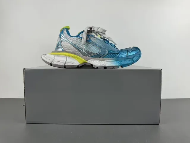 Metallic Blue Silver and Yellow Chunky Sole Lifestyle Sneaker 14