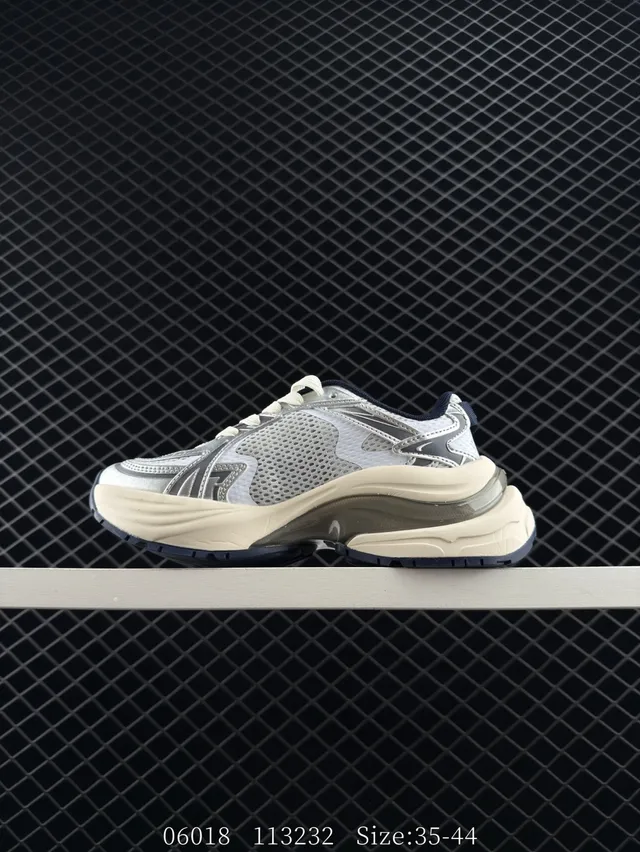 MLB BIGBALL CHUNKY CURVE Silver Navy Beige Chunky Sneakers 5