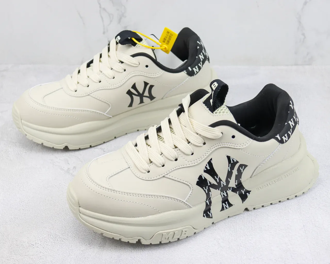 MLB Interlocking NY Logo Beige Lifestyle Sneaker 4
