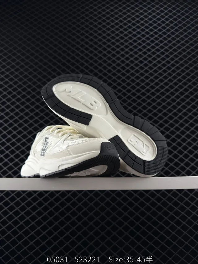 MLB LA Logo Chunky White Black Silhouette Mesh And Synthetic Upper Chunky Sneakers 2