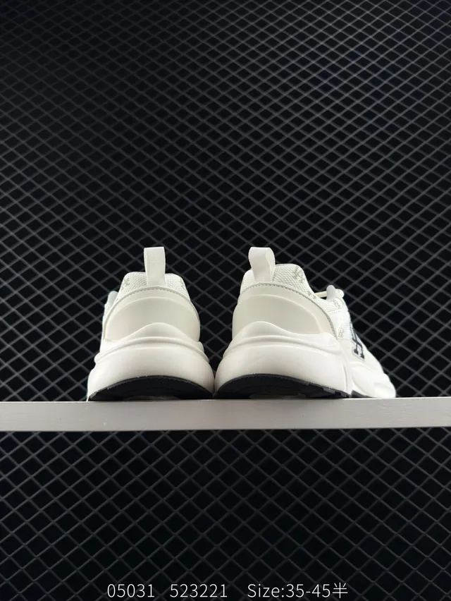 MLB LA Logo Chunky White Black Silhouette Mesh And Synthetic Upper Chunky Sneakers 4