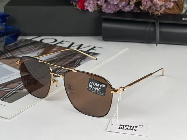 Montblanc MB0214S Silver Aviator-Style Rectangular Metal Sunglasses 3