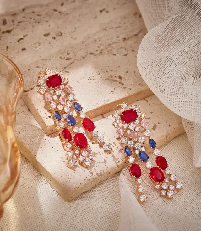 Multicolor Gemstone Chandelier Drop Earrings 4