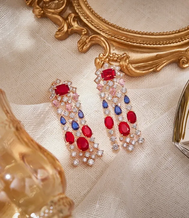Multicolor Gemstone Chandelier Drop Earrings 5