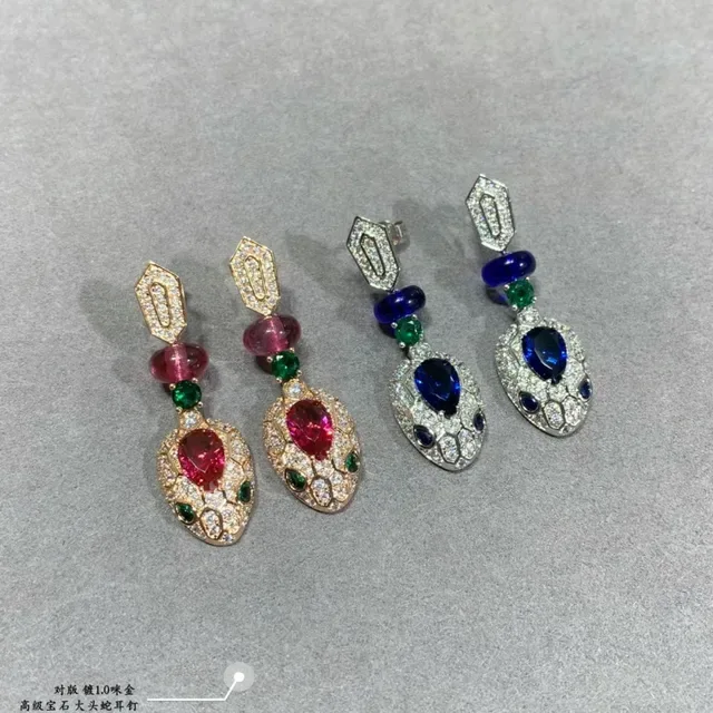 Multicolor Gemstone Snake-Head Drop Earrings 5