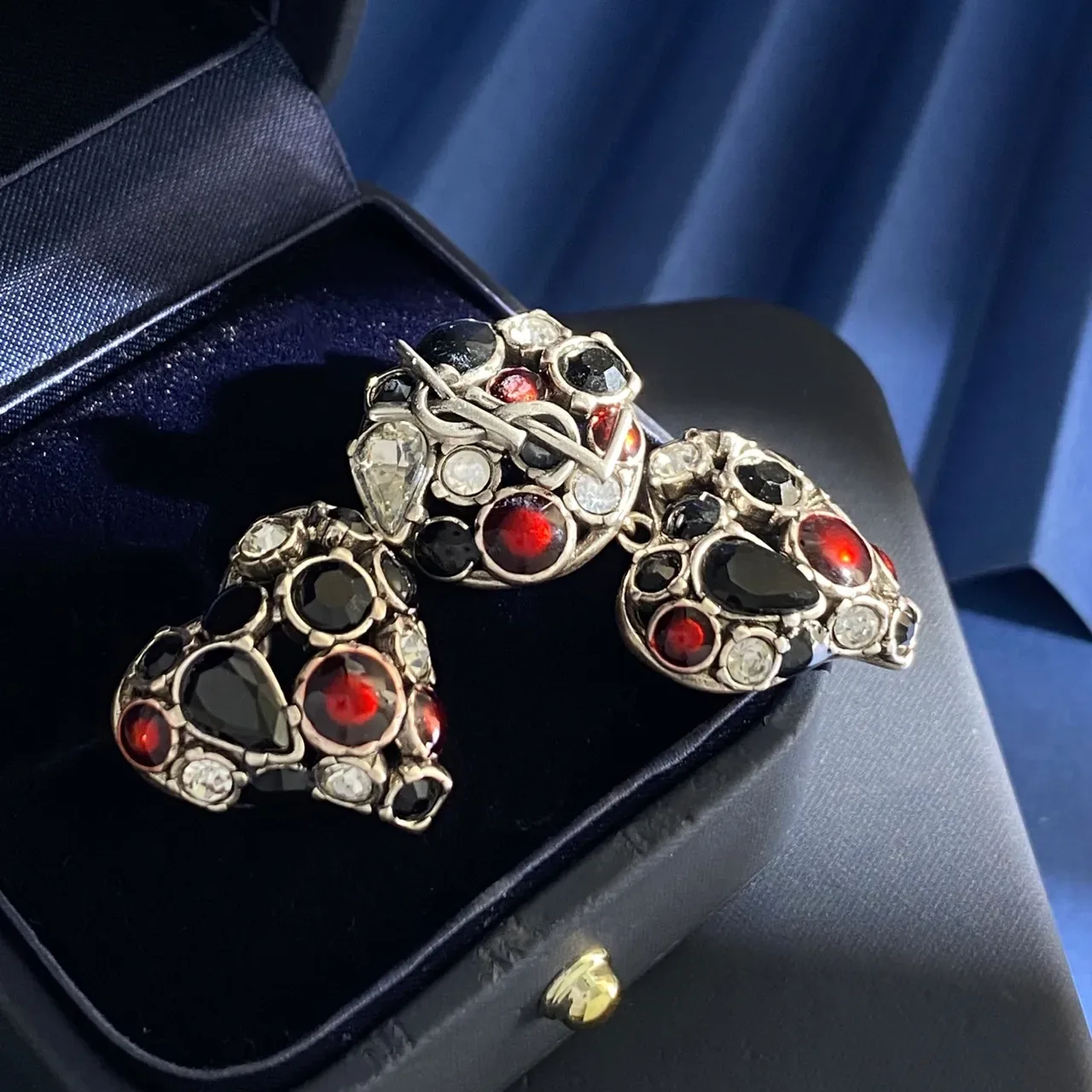 Multicolor Heart-Shaped Multi-Stone Cluster Earrings 8