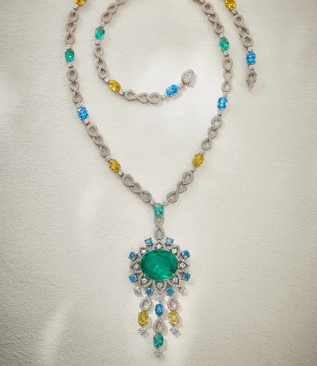 Multicolor Infinity-Link Chain Multi-Gemstone Pendant Necklace 1