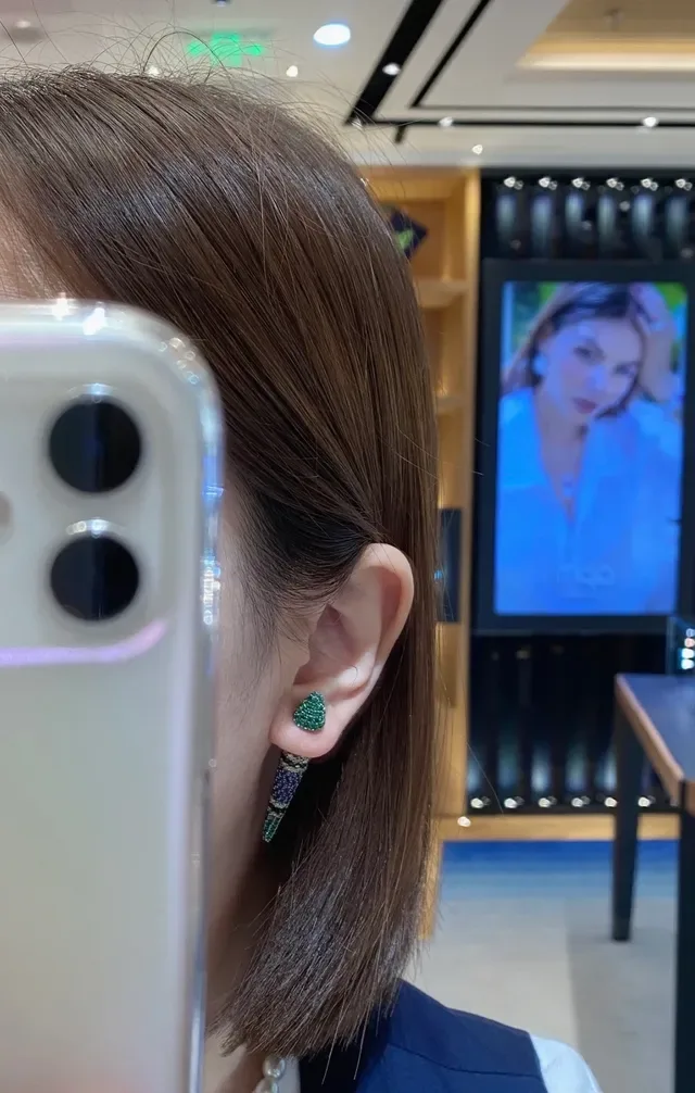 Multicolor Pavé Conical Stud Earrings 2