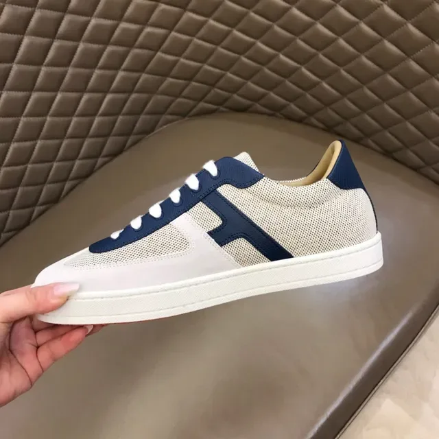 Navy and Beige Mesh Low-Top Lace-Up Sneaker 3