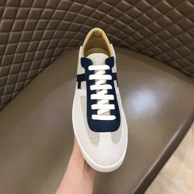 Navy and Beige Mesh Low-Top Lace-Up Sneaker 4