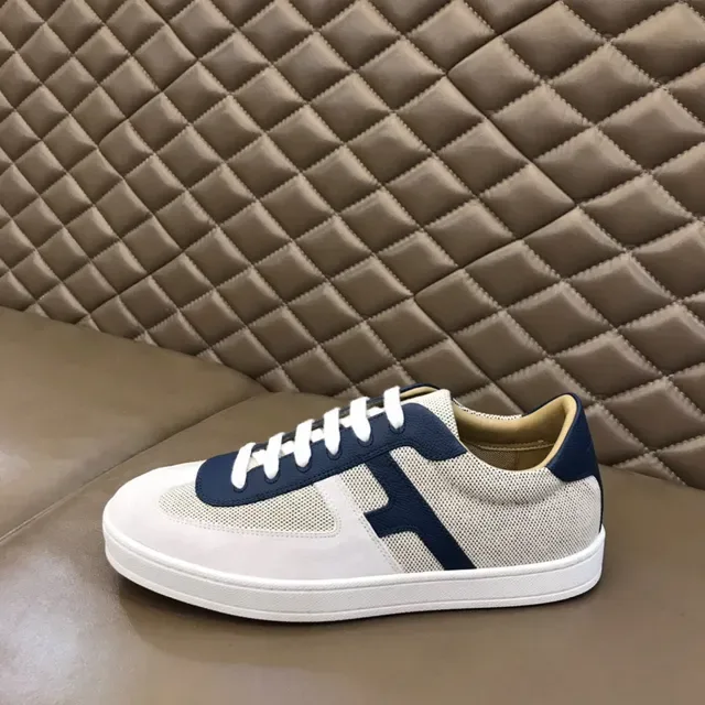 Navy and Beige Mesh Low-Top Lace-Up Sneaker 5