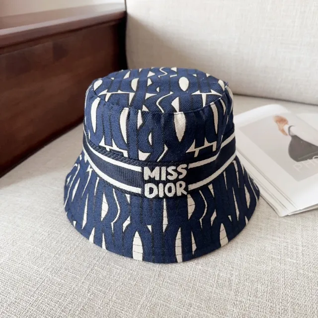 Navy and White Abstract Geometric Print Bucket Hat 2