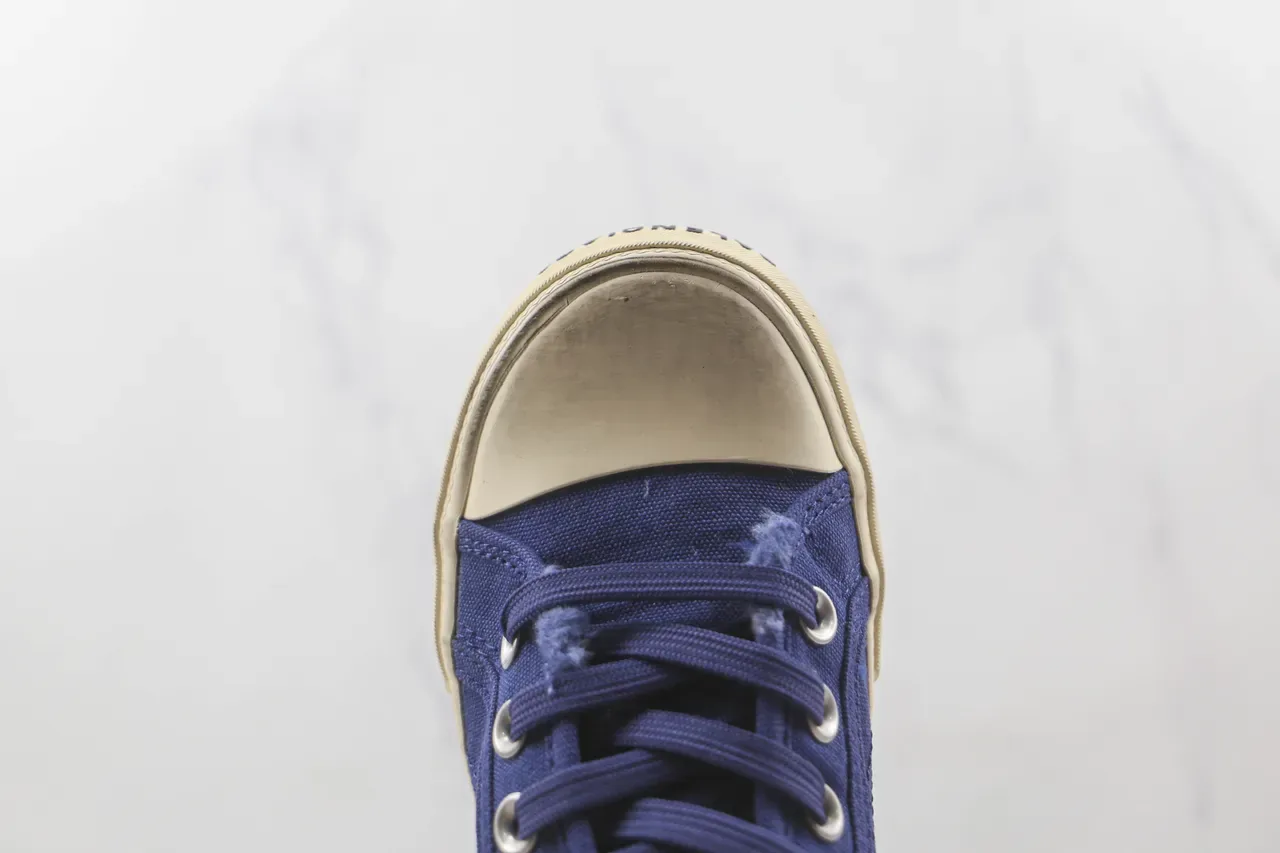 Navy Beige High-Top Canvas Upper Sneakers 6
