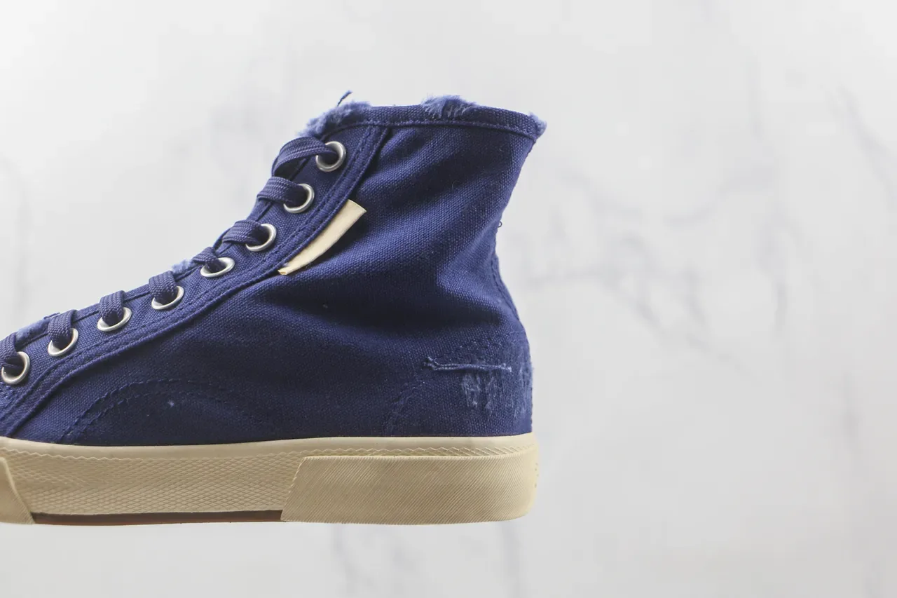 Navy Beige High-Top Canvas Upper Sneakers 7