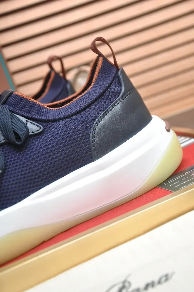 Navy Black Mesh-and-Synthetic Upper Sculpted Platform Sole Lifestyle Sneakers 2
