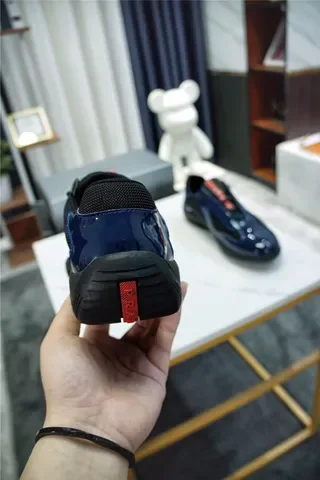 Navy Blue Glossy Patent and Mesh Slip-On Lifestyle Sneaker 3