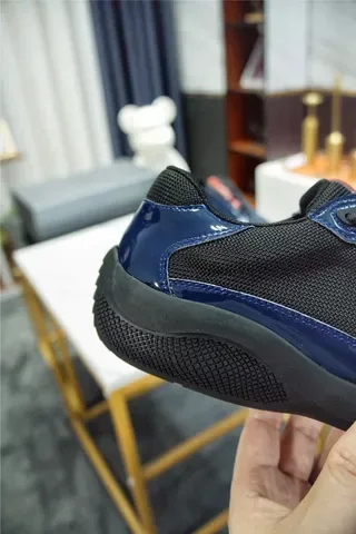 Navy Blue Glossy Patent and Mesh Slip-On Lifestyle Sneaker 4