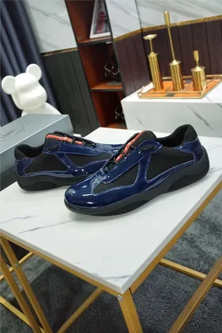 Navy Blue Glossy Patent and Mesh Slip-On Lifestyle Sneaker 5
