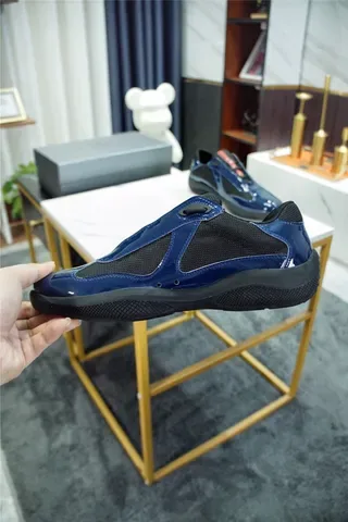 Navy Blue Glossy Patent and Mesh Slip-On Lifestyle Sneaker 6