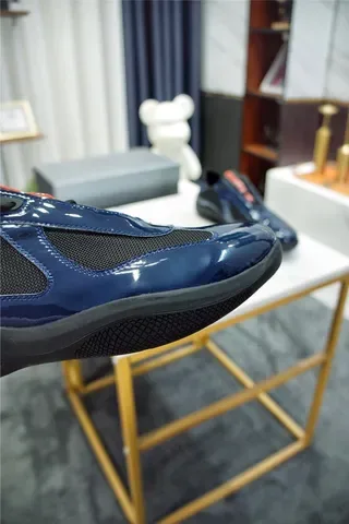 Navy Blue Glossy Patent and Mesh Slip-On Lifestyle Sneaker 8